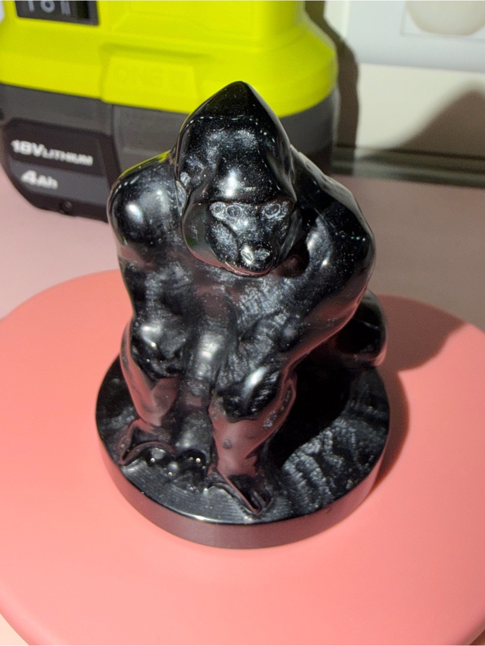 Black Obsidian Gorilla Figurine Sculpture